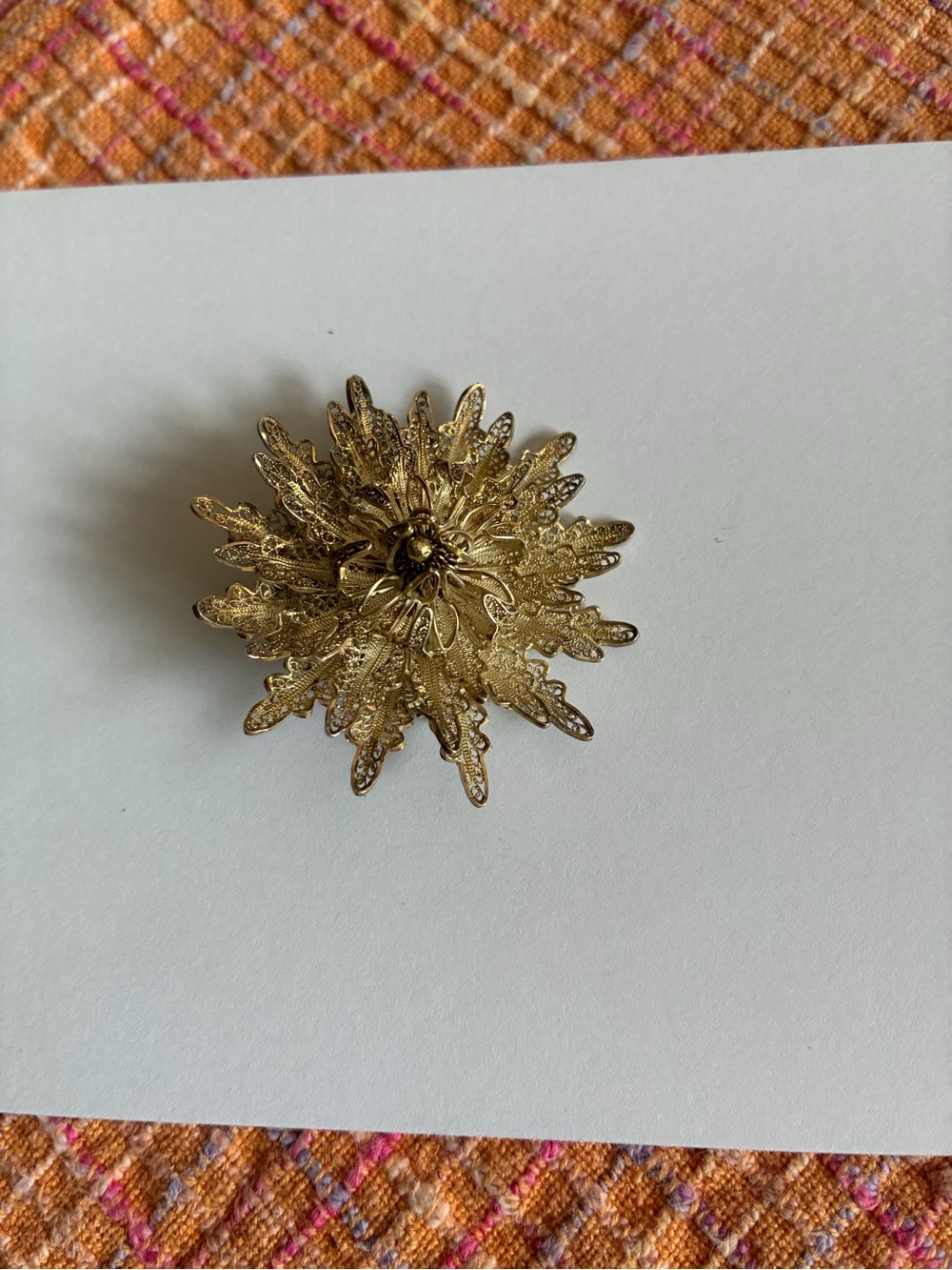 Silver filigree Floral Statement Brooch - Women Jewelry